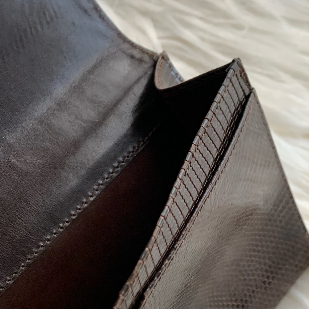 Vintage Bally Genuine Lizard Wallet Chocolate Brown Made in Italy - Picture 10 of 15